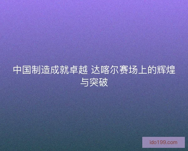 中国制造成就卓越 达喀尔赛场上的辉煌与突破